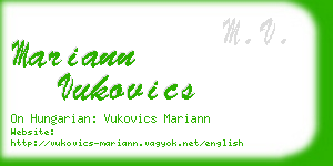 mariann vukovics business card